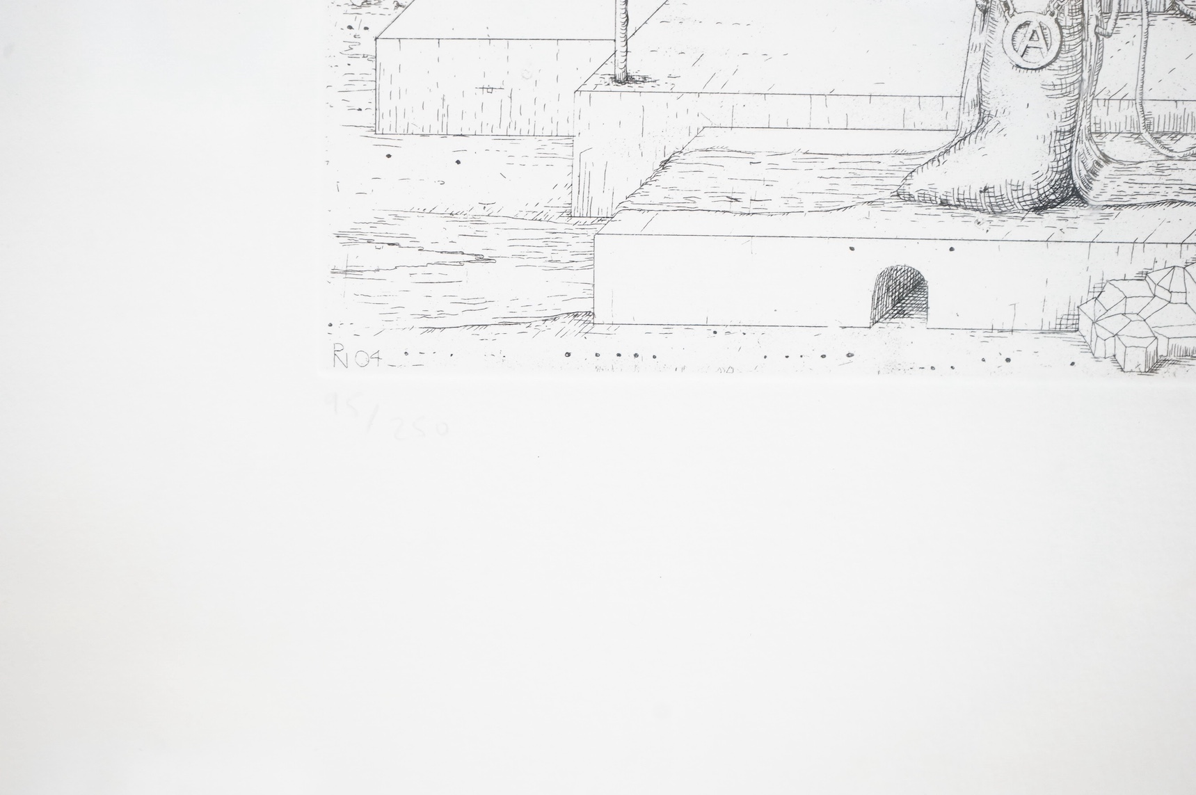 Paul Noble (b.1963), etching, ‘Nobson Newtown’, signed and dated '04, limited edition 95/250, 35 x 43cm. Condition - good